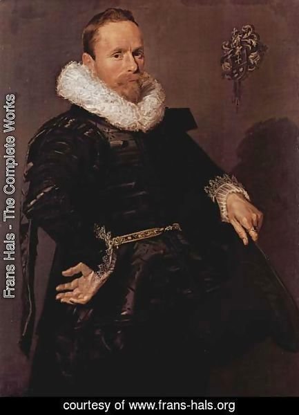 Frans Hals - Portrait of a man with pleated collar, with a hat in the left hand