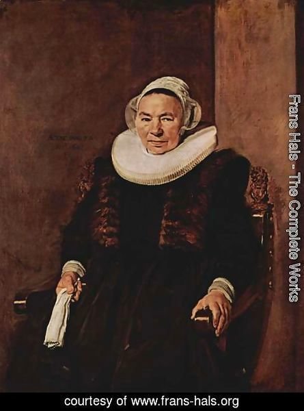 Frans Hals - Portrait of a seated woman with white gloves in her right hand