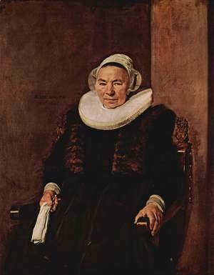 Frans Hals - Portrait of a seated woman with white gloves in her right hand