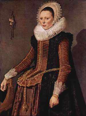 Portrait of a woman with lace collar and hood