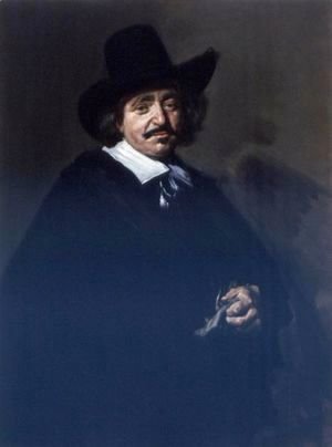 Portrait Of A Gentleman, Three-Quarter Length, In A Black Coat And Cape With A Black Hat, Holding Gloves