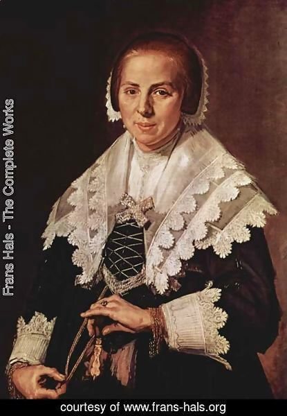 Frans Hals - Portrait of a standing woman with a fan in the left hand