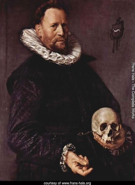 Portrait of a man with a skull in the left hand