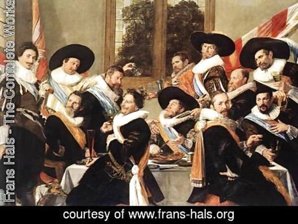 Frans Hals - Banquet of the Officers of the St Hadrian Civic Guard Company (2)  c. 1627