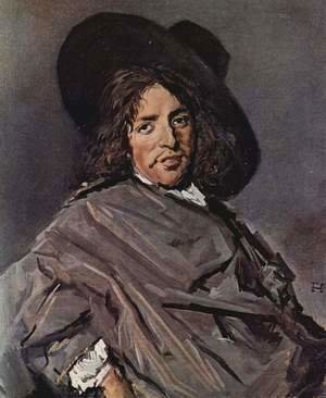 Portrait of a seated man with angular hat
