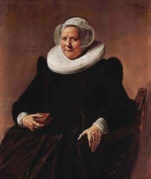 Frans Hals - Portrait of a sitting, sixty year old woman with book in his right hand