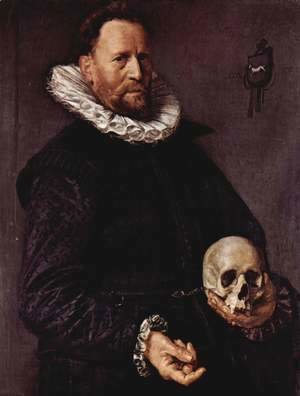 Portrait of a man with a skull in the left hand