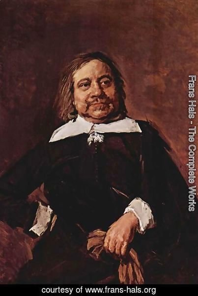 Frans Hals - Portrait of a man with a pointed collar, hips propped right hand and gloves in his left hand